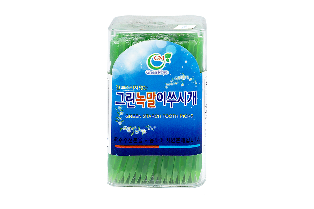 그린 녹말 이쑤시개(플라스틱통)